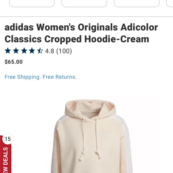 Adidas Originals Adicolor Cropped Cream Hoodie XS. - Picture 14 of 16